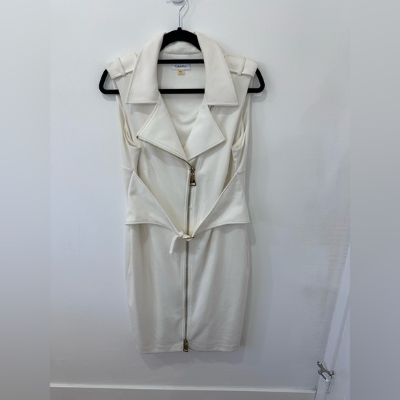 Calvin Klein Women's Cream Zip-Front Dress - Size 14 - Picture 14 of 15